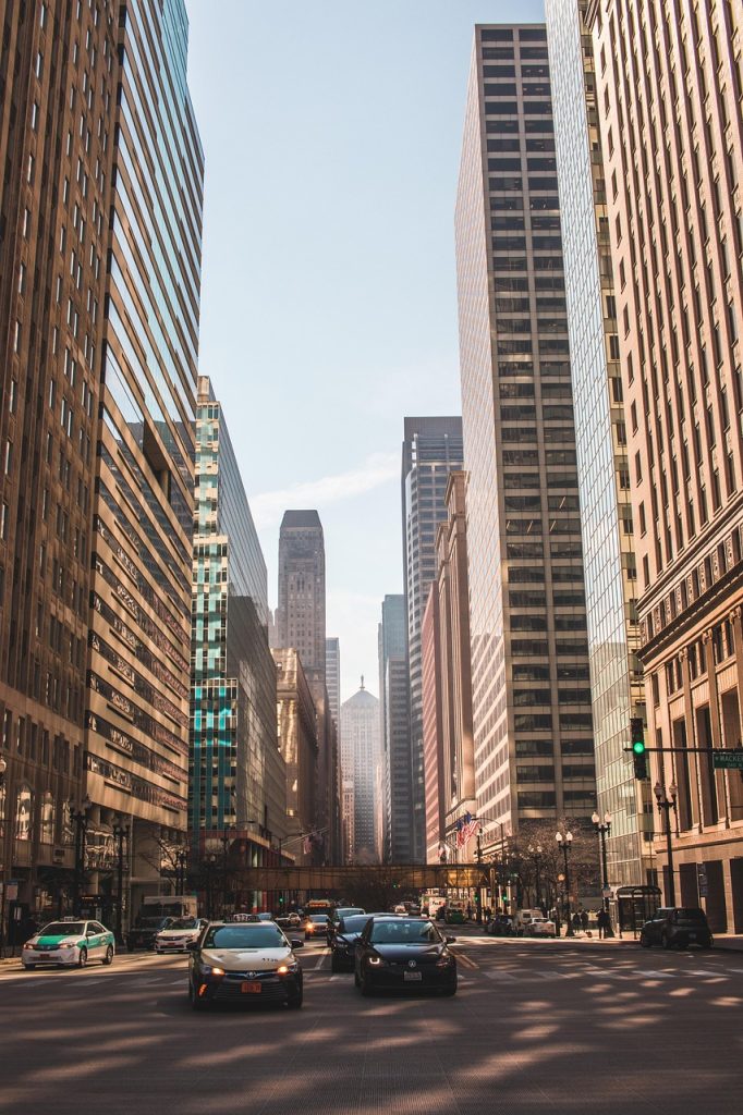 chicago, city, cars, urban, skyline, nature, downtown, cityscape, skyscraper, illinois, building, america, sky, architecture